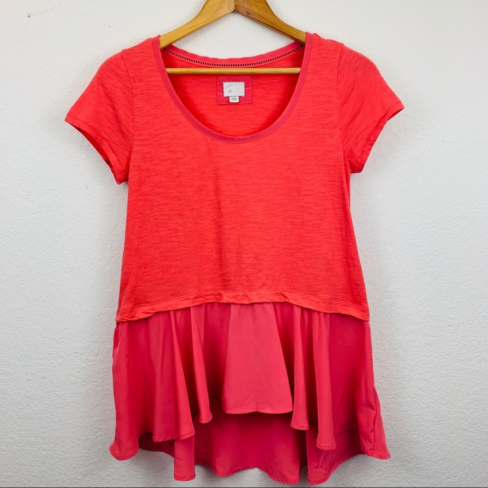 Postmark Anthropologie Ruffle Short Sleeve Top